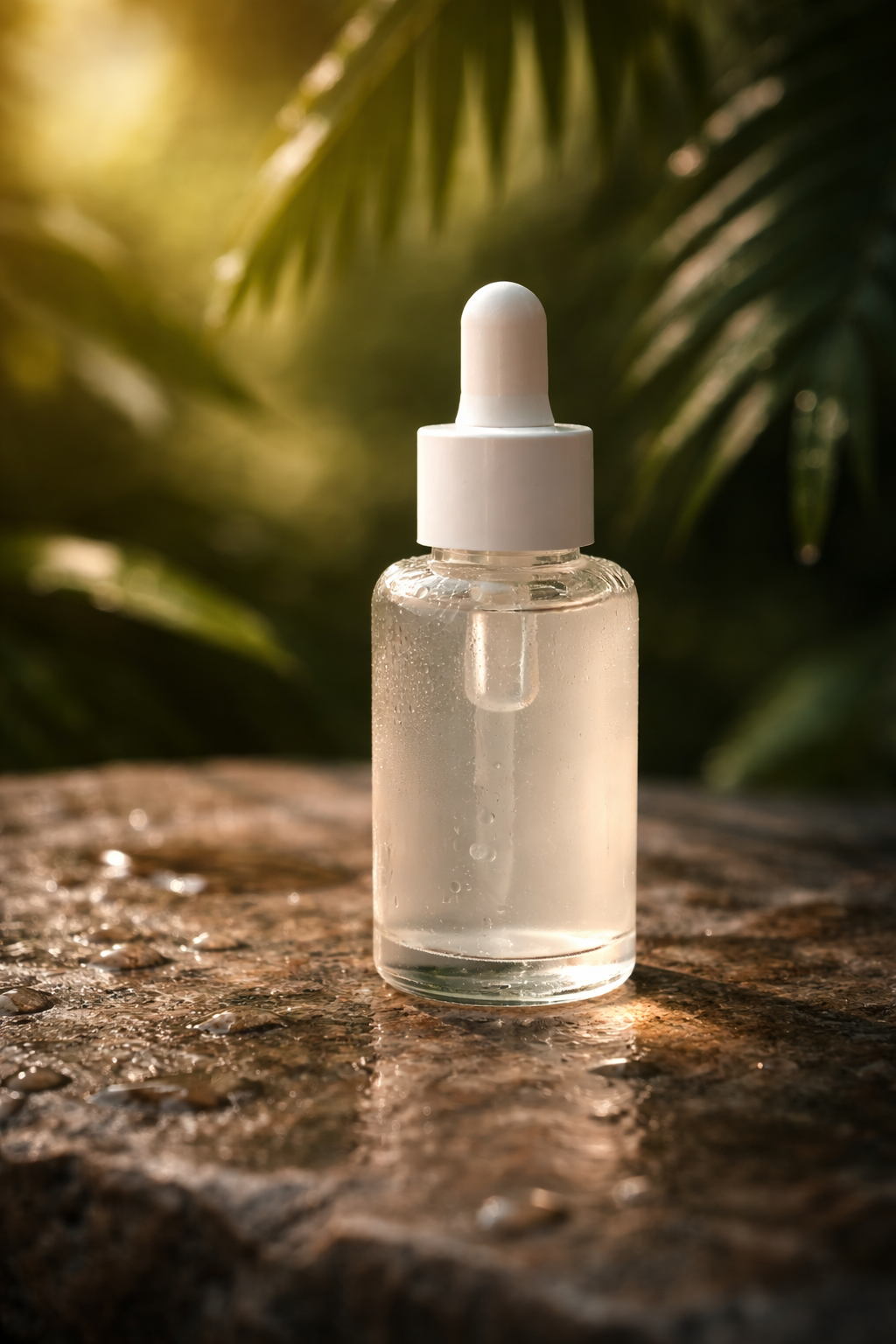 bottle on a wet stone