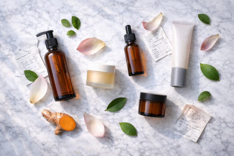 cosmetics and paper slips