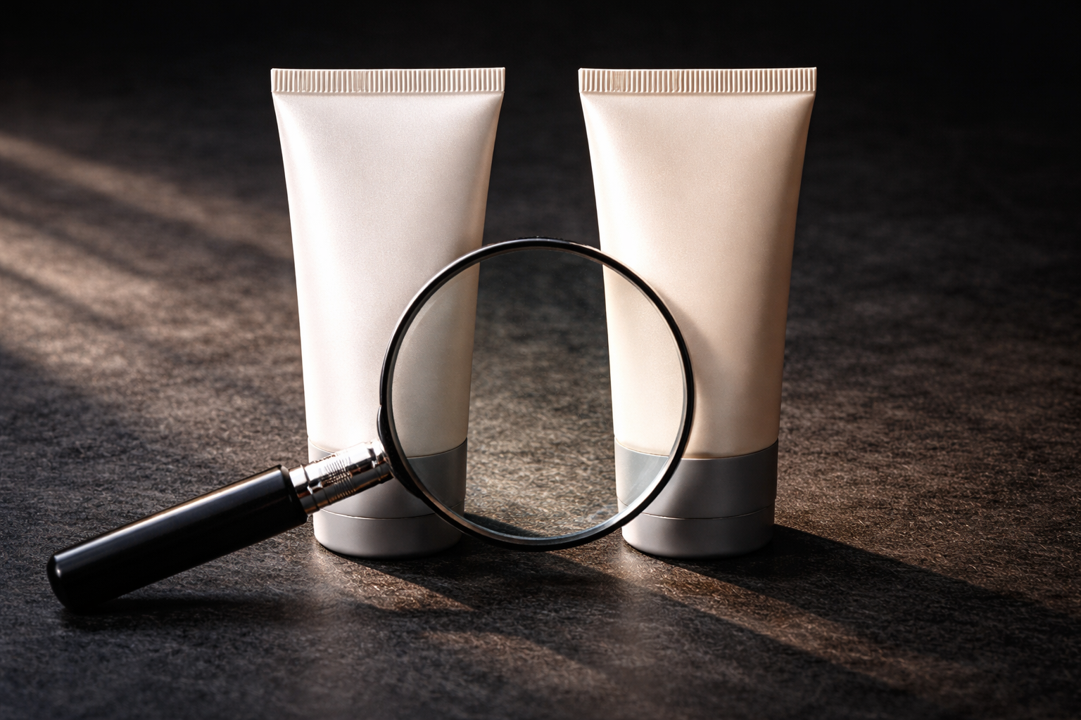 tubes and magnifying glass