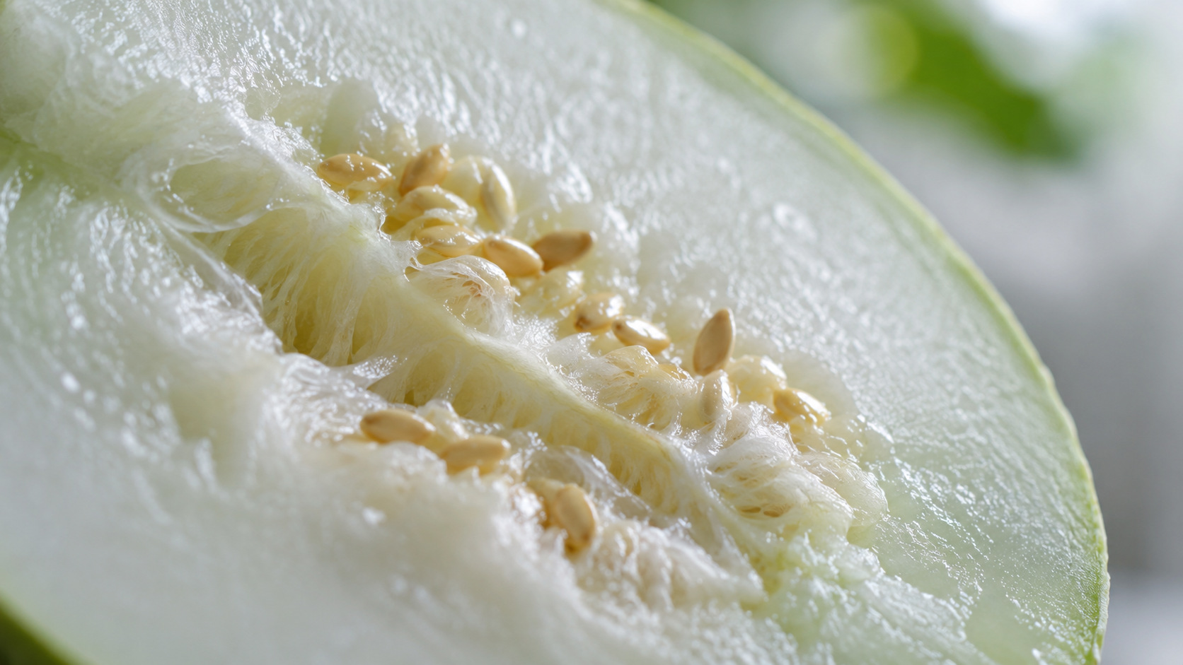 Close-up of winter melon's watery flesh - high water content for light hydration