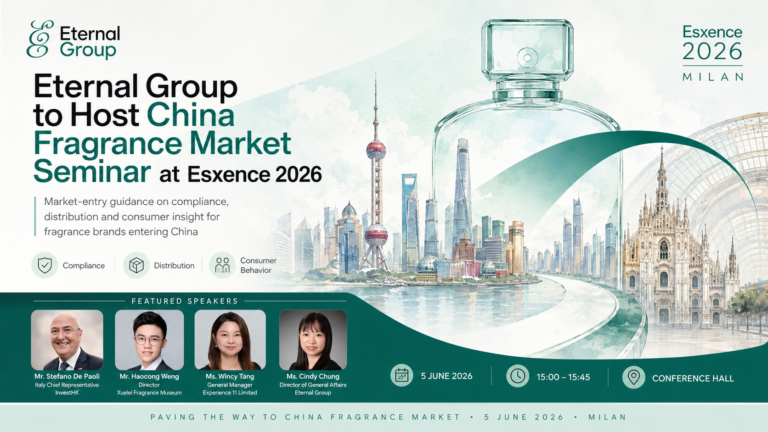 Eternal Group seminar at Esxence 2026 on China fragrance market entry