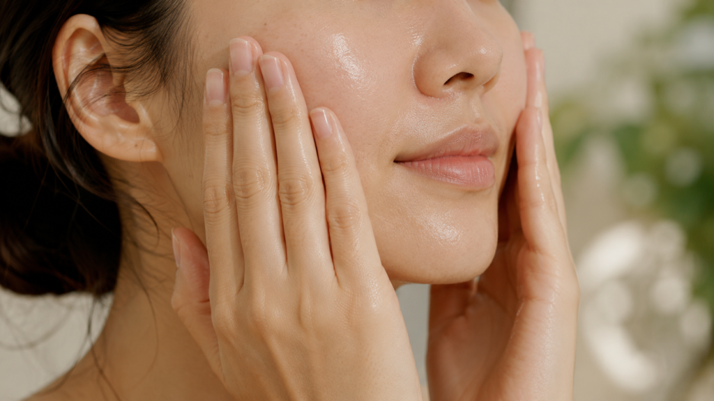 The Japanese palm-press method for applying hydrating lotion