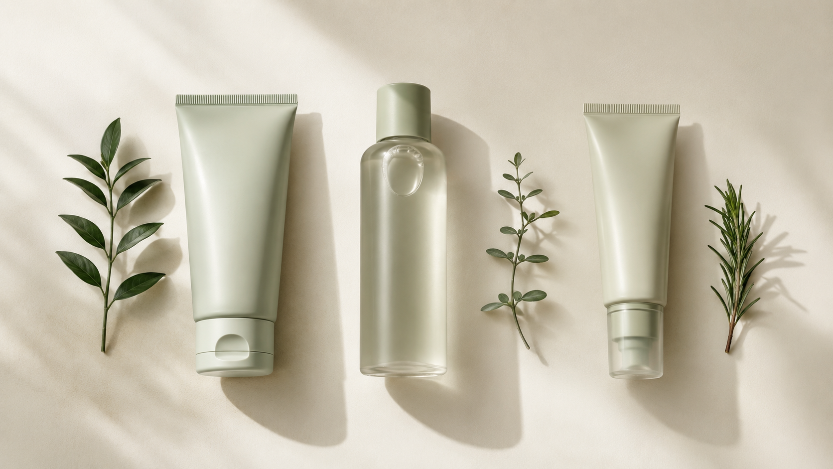 Three-step beginner skincare routine laid out in order